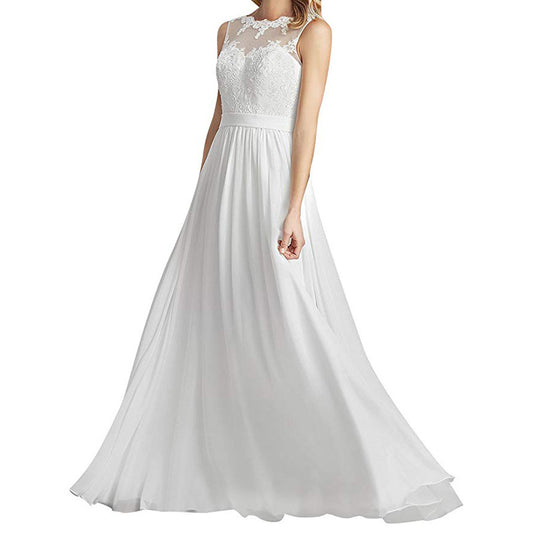 Women's Wedding Dresses Lace V Neck Sleeveless Plus Size Ball Bride Gowns