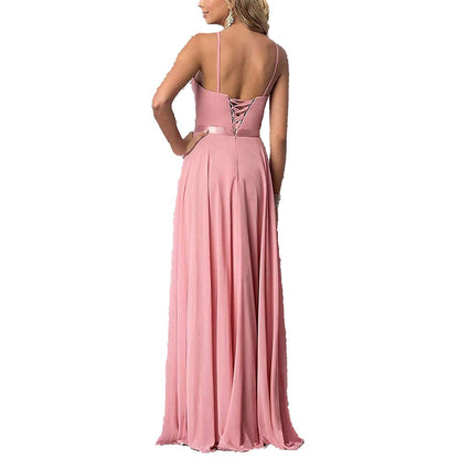 Long Chiffon Prom Bridesmaids Dresses Sling Party Gowns