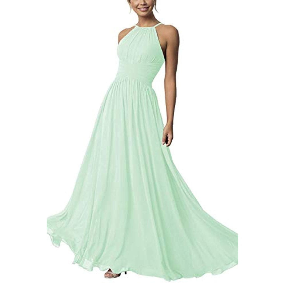 Country Chiffon Bridesmaid Dresses Long Sling Evening Gowns