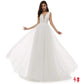 sd-hk Bride V-Neck A-line Lace Tulle Long Beach Wedding Dress for Women