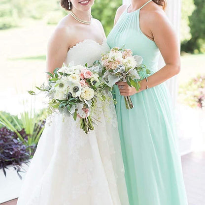 Long Chiffon Prom Bridesmaids Dresses Sling Party Gowns