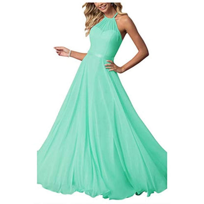 Long Chiffon Prom Bridesmaids Dresses Sling Party Gowns