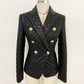 Women Slim-fit PU Leather Jacket Double Breasted Blazer In Black