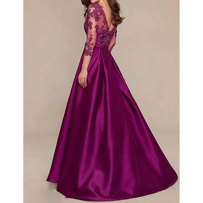 Women's A-Line Floral Lace Bridesmaid Dress Prom Party Dress
