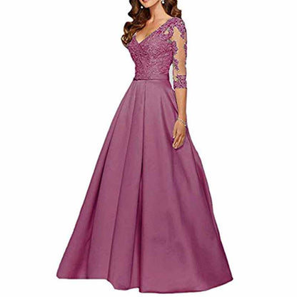 Women's A-Line Floral Lace Bridesmaid Dress Prom Party Dress