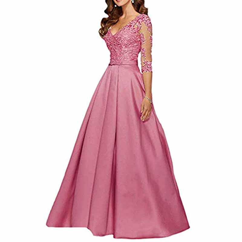 Women's A-Line Floral Lace Bridesmaid Dress Prom Party Dress