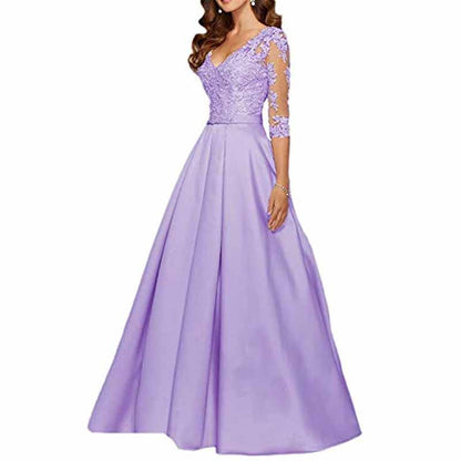 Women's A-Line Floral Lace Bridesmaid Dress Prom Party Dress