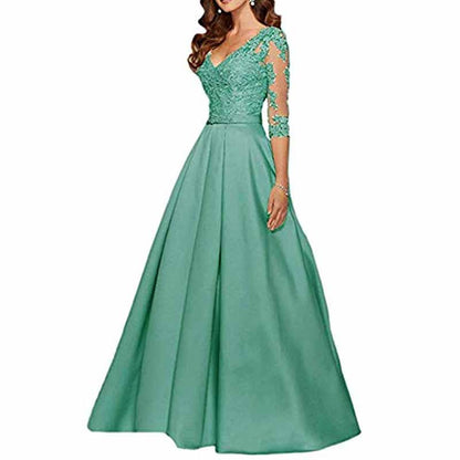 Women's A-Line Floral Lace Bridesmaid Dress Prom Party Dress
