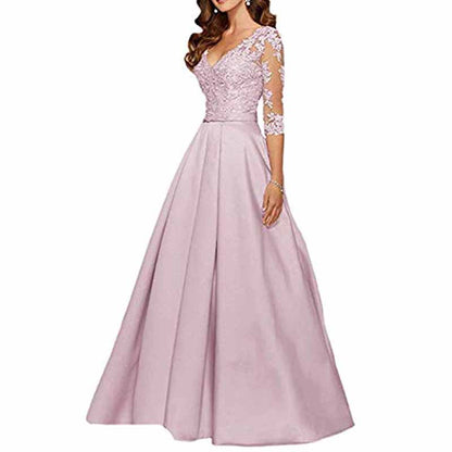 Women's A-Line Floral Lace Bridesmaid Dress Prom Party Dress
