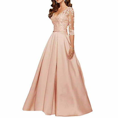 Women's A-Line Floral Lace Bridesmaid Dress Prom Party Dress