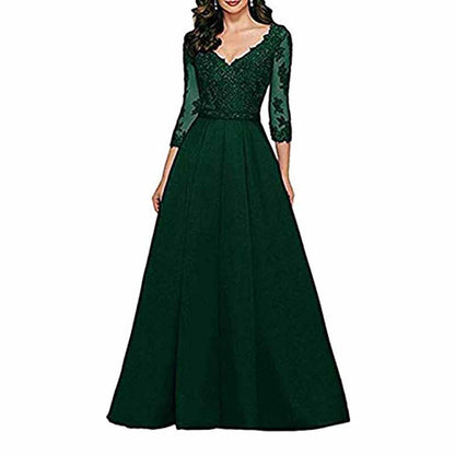 Women's A-Line Floral Lace Bridesmaid Dress Prom Party Dress