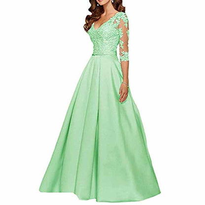 Women's A-Line Floral Lace Bridesmaid Dress Prom Party Dress