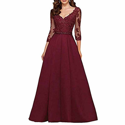 Women's A-Line Floral Lace Bridesmaid Dress Prom Party Dress