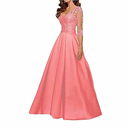 Women's A-Line Floral Lace Bridesmaid Dress Prom Party Dress