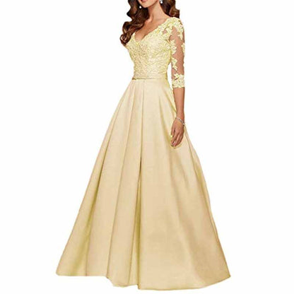 Women's A-Line Floral Lace Bridesmaid Dress Prom Party Dress