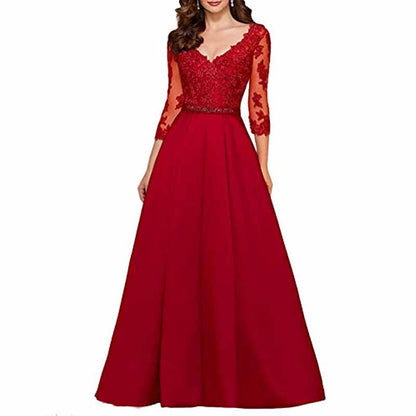 Women's A-Line Floral Lace Bridesmaid Dress Prom Party Dress