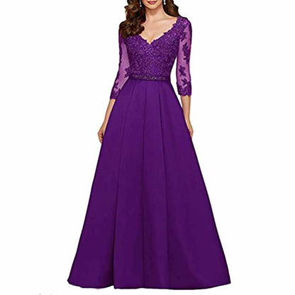 Women's A-Line Floral Lace Bridesmaid Dress Prom Party Dress