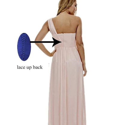 One Shoulder Bridesmaid Dresses Long Aline Chiffon Prom Evening Gown For Women