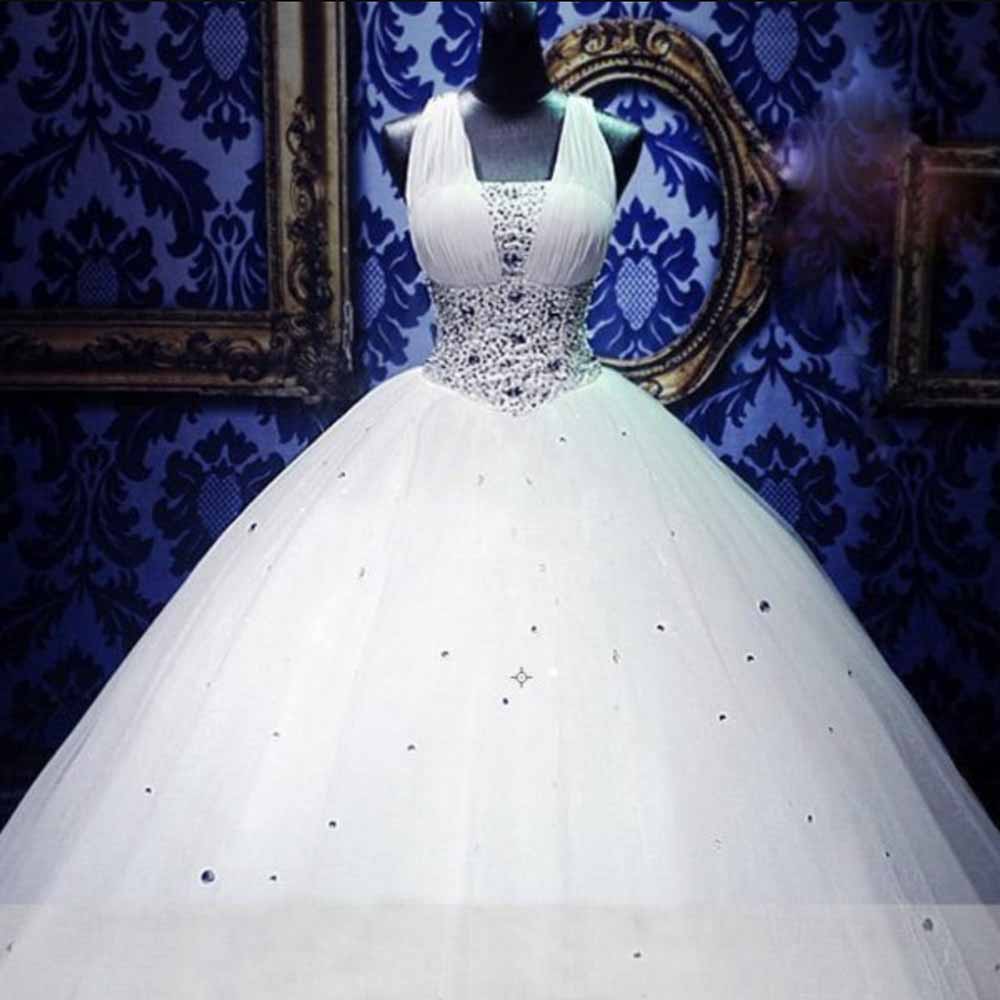 Ball Gown Sleeveless Floor-Length Beading Sequin Tulle Wedding Dresses