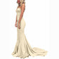 Women's Off The Shoulder Satin Prom Dresses Sleeveless Bridesmaid Gowns