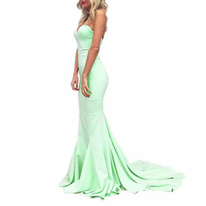 Women's Off The Shoulder Satin Prom Dresses Sleeveless Bridesmaid Gowns