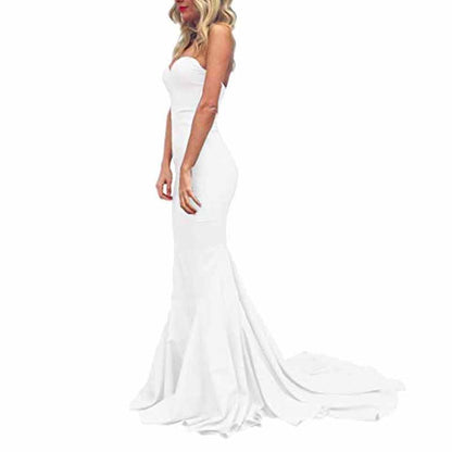 Women's Off The Shoulder Satin Prom Dresses Sleeveless Bridesmaid Gowns