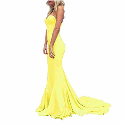 Women's Off The Shoulder Satin Prom Dresses Sleeveless Bridesmaid Gowns