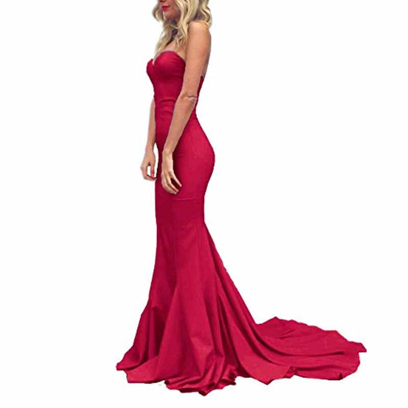 Women's Off The Shoulder Satin Prom Dresses Sleeveless Bridesmaid Gowns