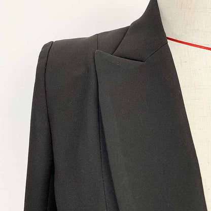 Women’s Lace-Up Design Black Blazer One-Button Split Suit Jacket