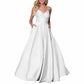 Spaghetti Strap Satin Wedding Dress A Line Bridesmaid Dress Prom Dress