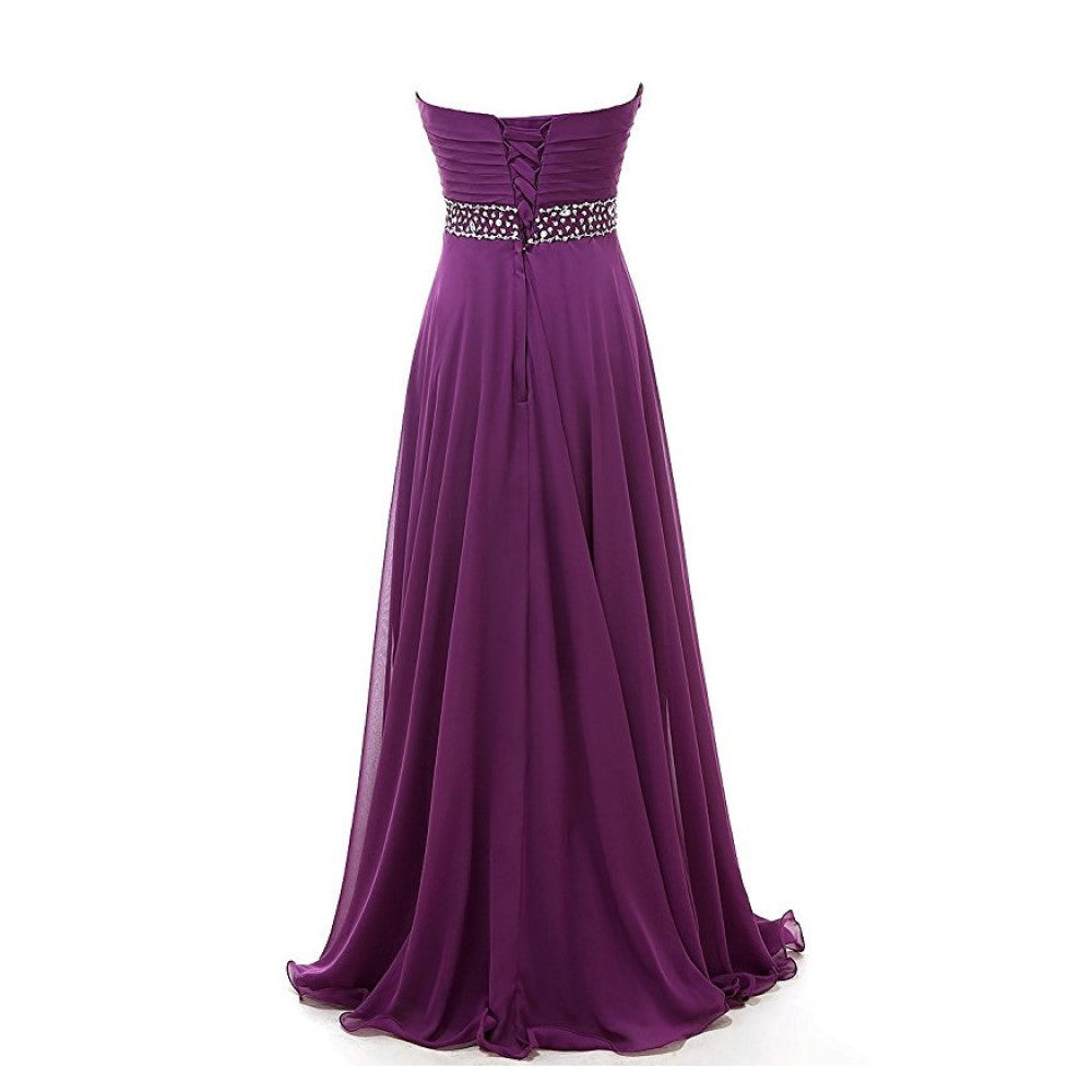 sd-hk Purple Lace Prom Gowns Starpless Evening Maxi Dress