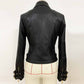 Women Zipper Leather Jacket Moto Biker Blazer