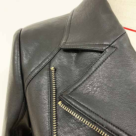 Women Zipper Leather Jacket Moto Biker Blazer