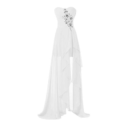Chiffon  Prom Dress Sleeveless Evening Maxi Gowns HIgh Split Wedding Dress