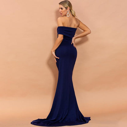 sd-hk One Shoulder High Split Long Evening Dress