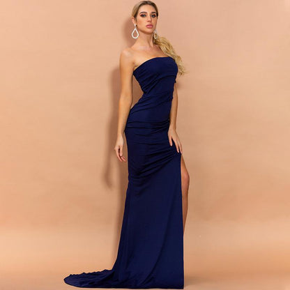 sd-hk One Shoulder High Split Long Evening Dress