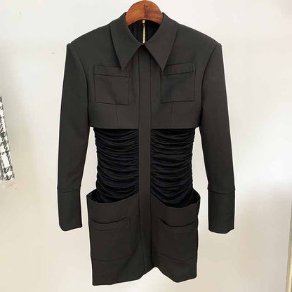 Women's Collar Long Sleeve Bodycon Pencil Mini Dress