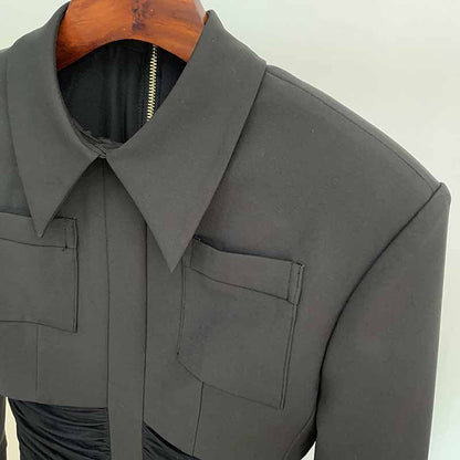 Women's Collar Long Sleeve Bodycon Pencil Mini Dress