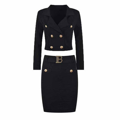 Sexy Cable Bodycon Knitted Skirt Suits Two Piece Skirt Set