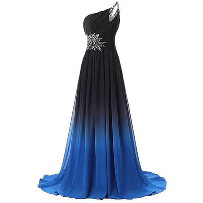 sd-hk One Shoulder Ombre Prom Dress Elegant Gown