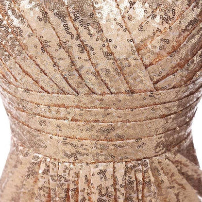 sd-hk Long Sequin Gowns V Neck Sleeveless Prom Dress For Party