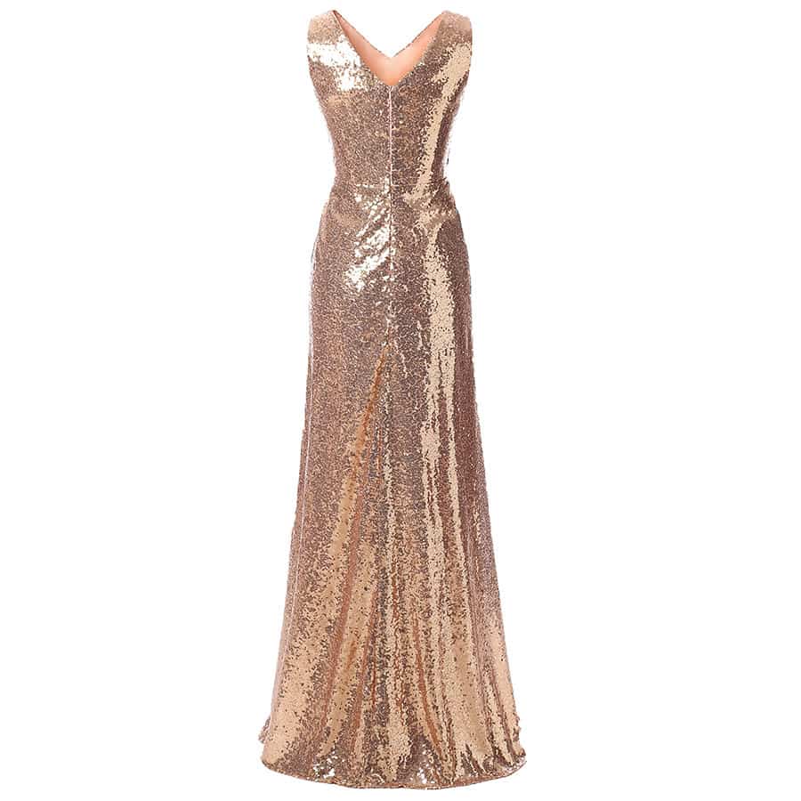 sd-hk Long Sequin Gowns V Neck Sleeveless Prom Dress For Party