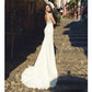 Sweetheart Bridal Gown Lace Appliques Long Train Bride Gowns