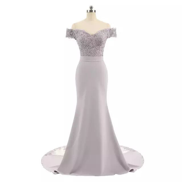 Women Wedding Dress Off Shoulder Short Sleeve Long Prom Dresses