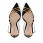 Pointed Toe Black Ankle Strap Gold Chains Stilettos Pump Heels
