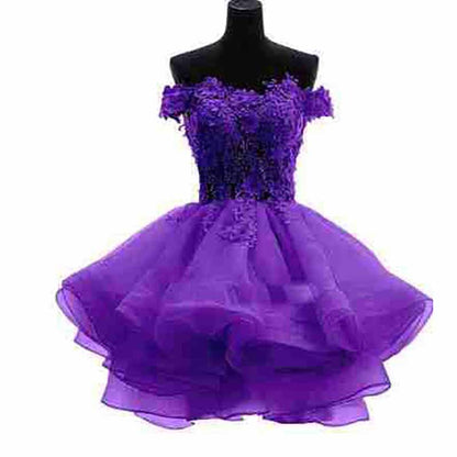 Women's Tulle Mini Cocktail Party Dress Short Prom Gown