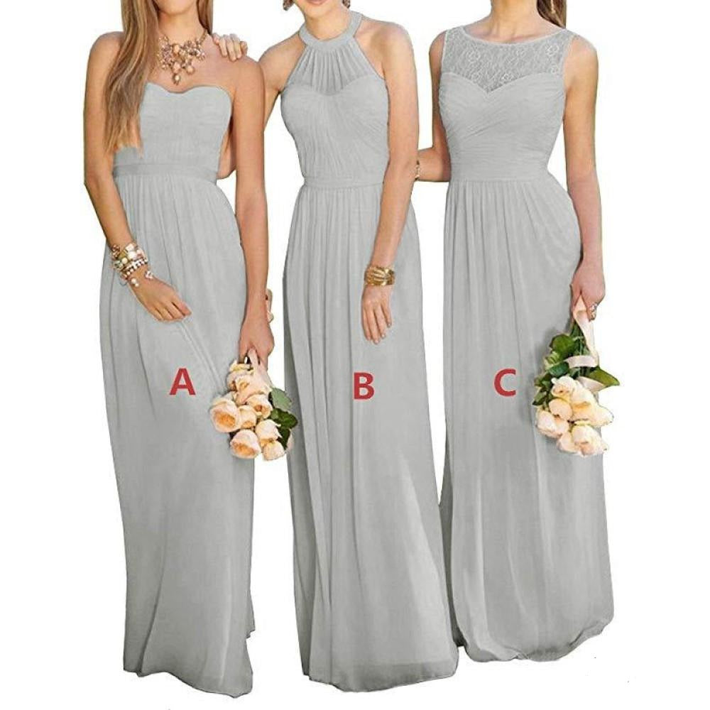 Chiffon Prom Maxi Gowns Sleeveless Bodycon Bridesmaid Dress