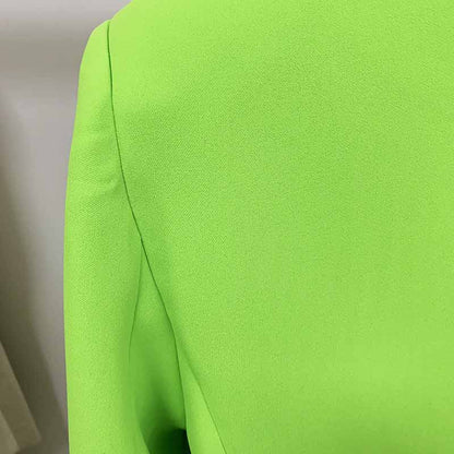 Women's Fitted Silver Lion Buttons Fitted Jacket Fluorescent Green Blazer