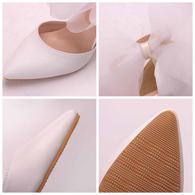 Women Closed Toe High Heel Sandals Bridal Wedding Shoes For Bride Ankle Strap