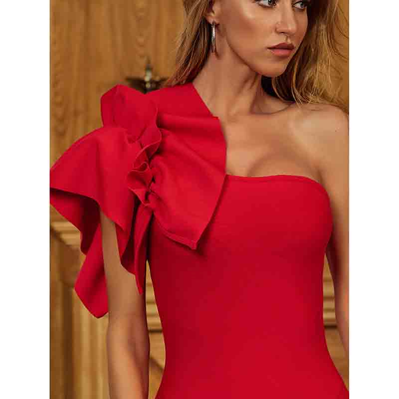 Women One Shoulder Short Party Dress with bow